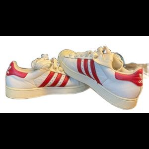 Vintage Adidas Shell Toe White with Red Stripes mens sz 8